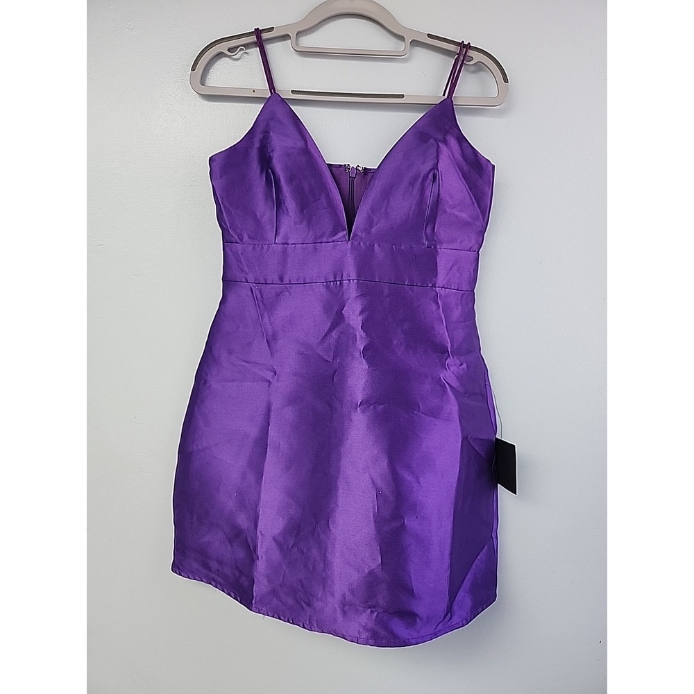 Lulus My Desire Purple Satin Mini‎ Bodycon Dress Size Small S NWT